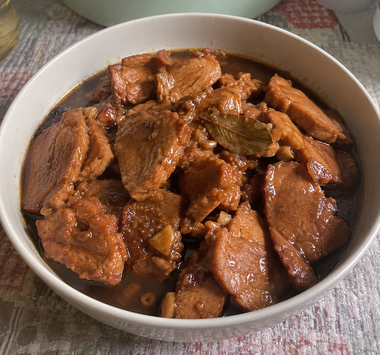 Filipino pork asado served