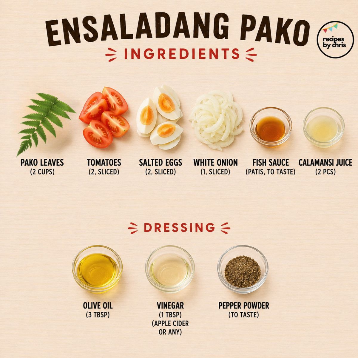 ensaladang pako ingredients