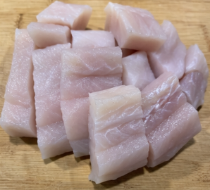 Cut the cold or slightly frozen fish fillet into small pieces so it blends more easily.