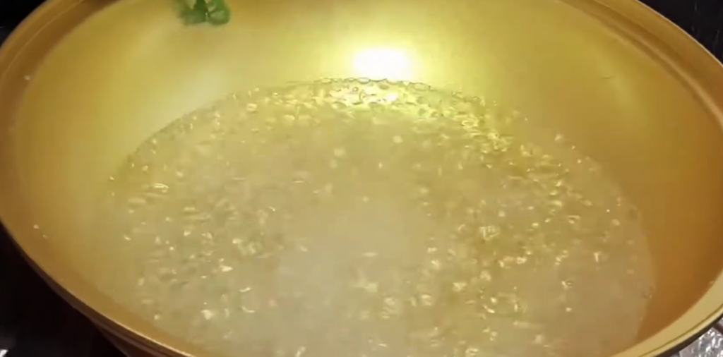 Bring water to a boil. Once boiling, turn off the heat.