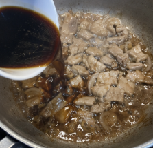 Pour in the soy sauce, fish sauce, and chicken broth. Stir well and bring to a boil.