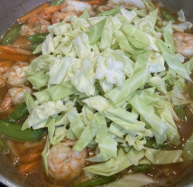 Stir in the chopped cabbage and cook for another 2 minutes, just until slightly softened.