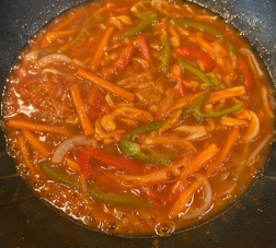 Let the sauce simmer while stirring occasionally until it becomes glossy and slightly thick. Season with salt and pepper to taste.